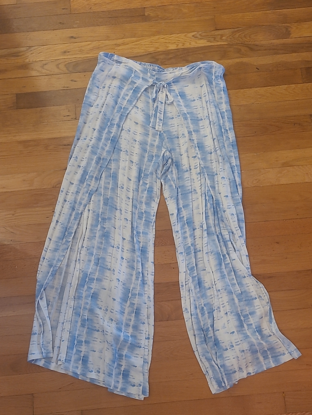 Vanilla Star Light Blue and White Tie-Dye Wide Leg Pants